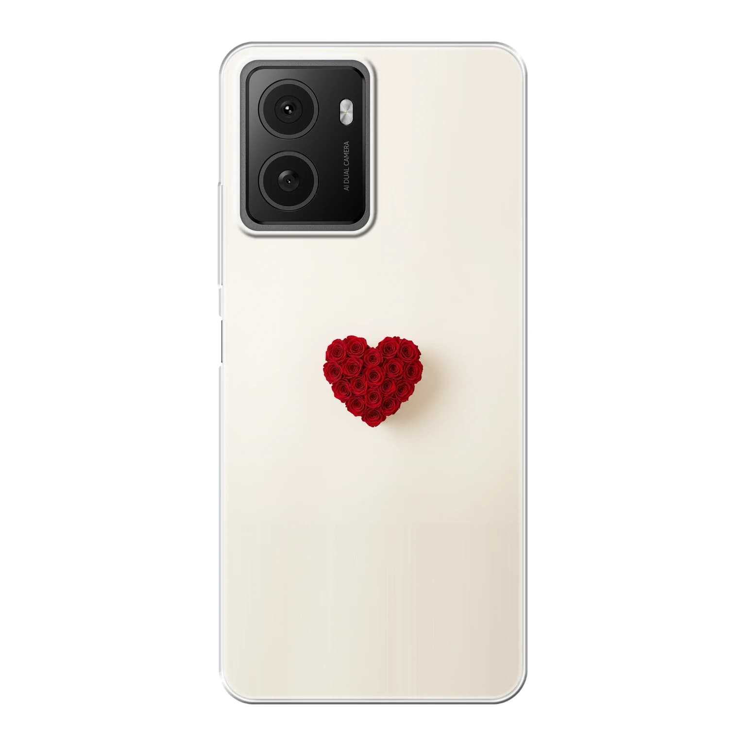 Transparent mjukt skal med namn för HMD Pulse Pro - Motiv: Red Rose Heart Design (tryckt design)