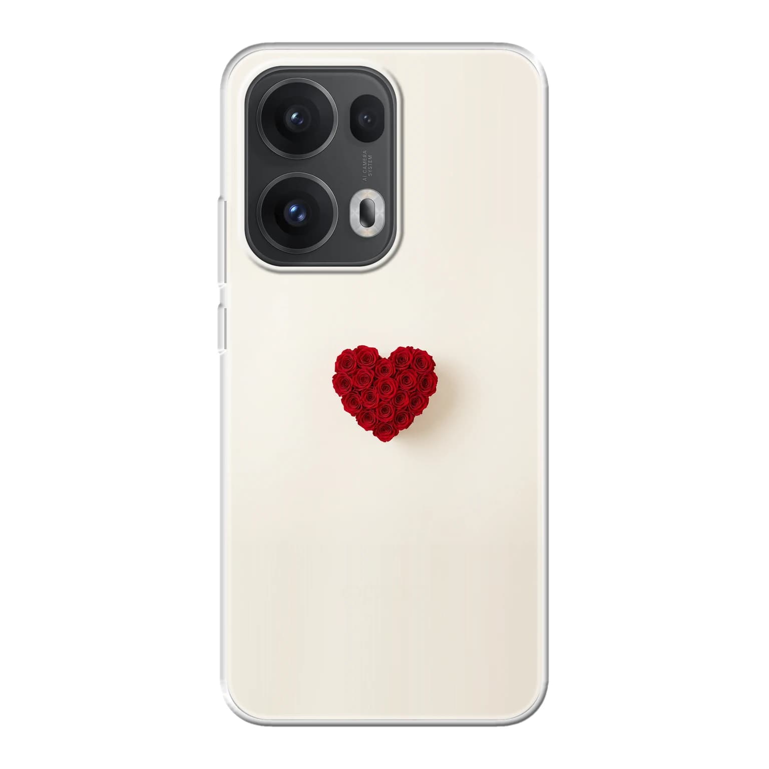 Transparent mjukt skal med namn för Oppo RENO13 Pro - Motiv: Red Rose Heart Design (tryckt design)