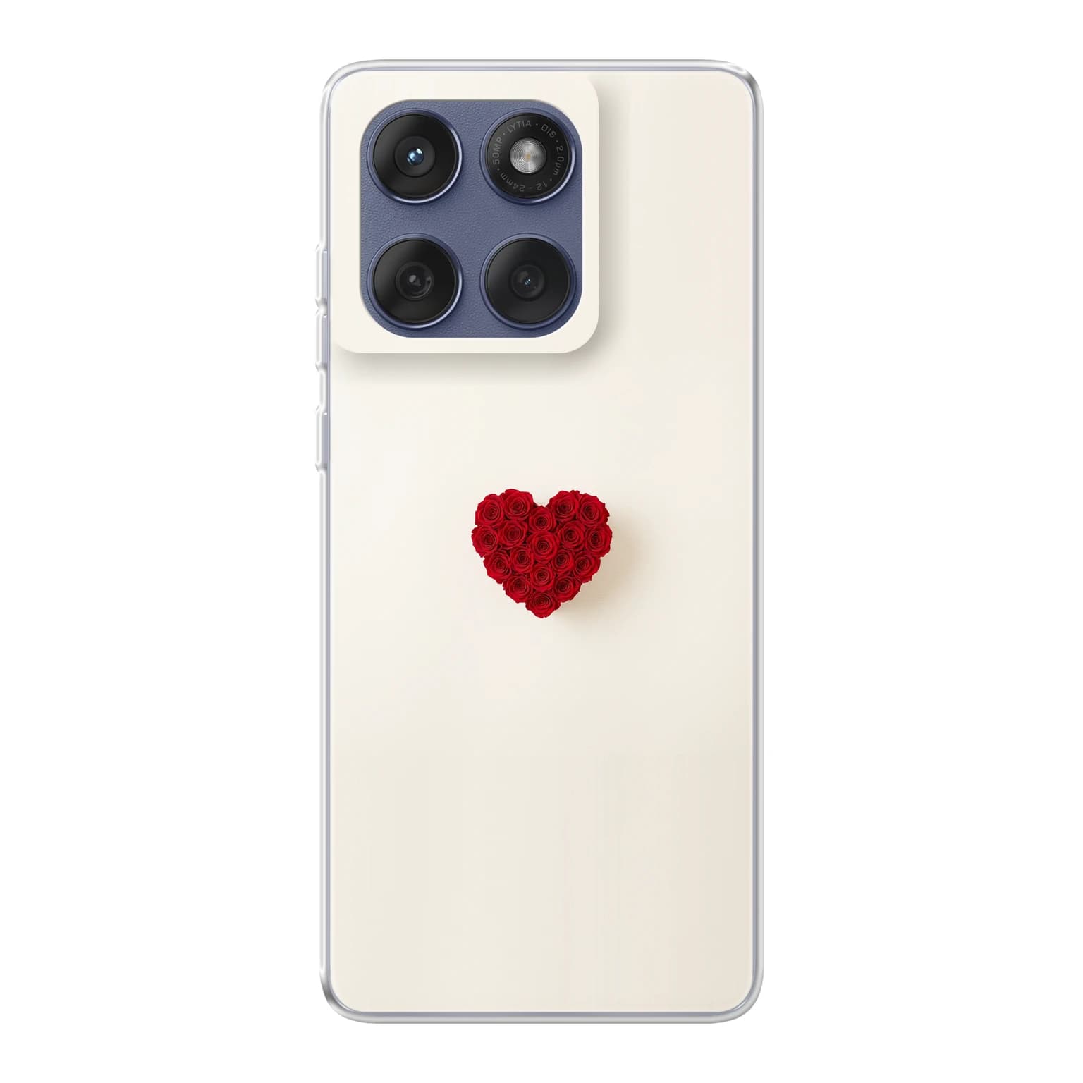 Transparent mjukt skal med namn för Motorola Edge 60 - Motiv: Red Rose Heart Design (tryckt design)