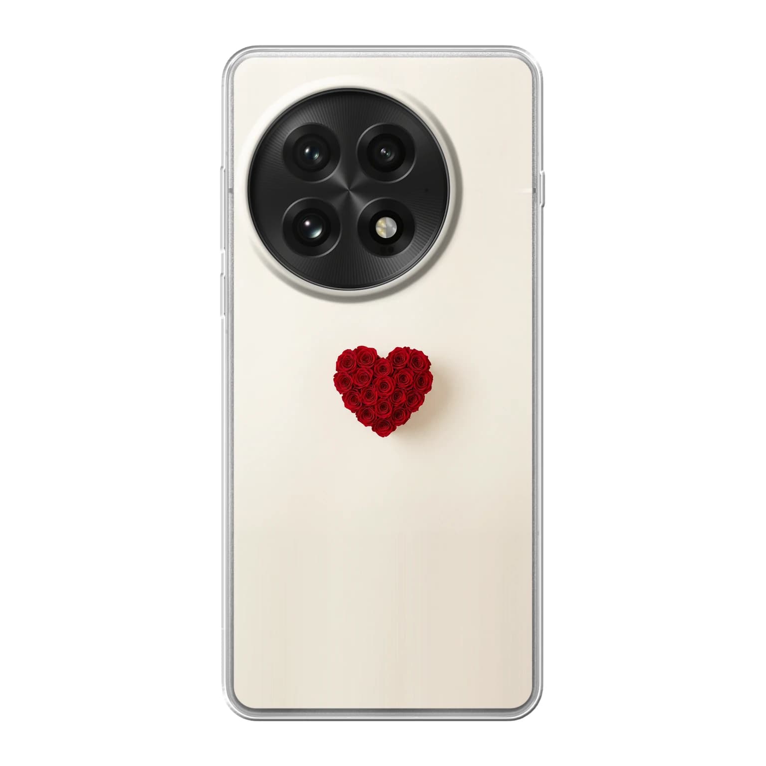 Transparent mjukt skal med namn för OnePlus 13 - Motiv: Red Rose Heart Design (tryckt design)