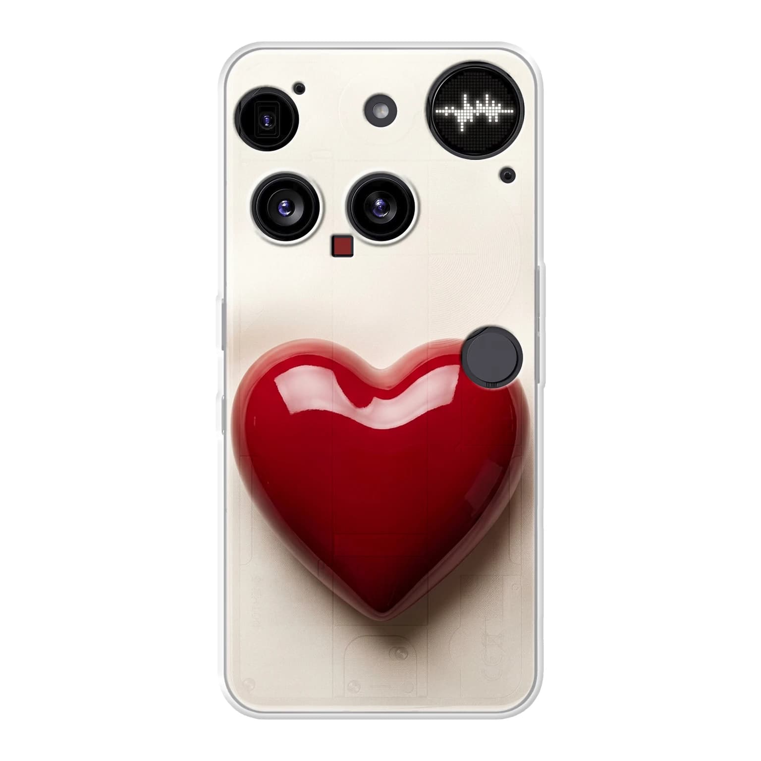 Transparent mjukt skal med namn för Nothing Phone (3) - Motiv: Red Patent Heart Design (tryckt design)