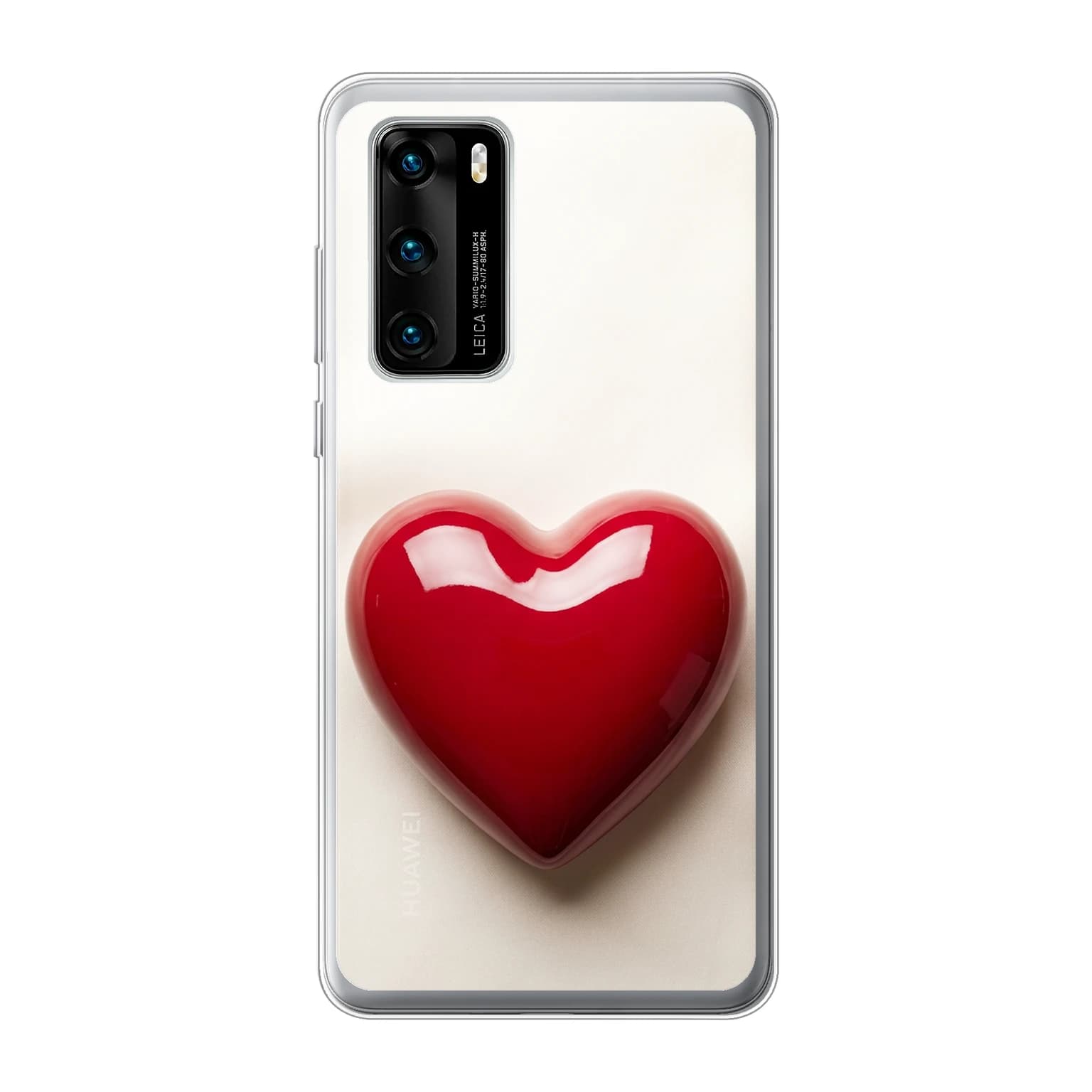 Transparent mjukt skal med namn för Huawei P40 - Motiv: Red Patent Heart Design (tryckt design)