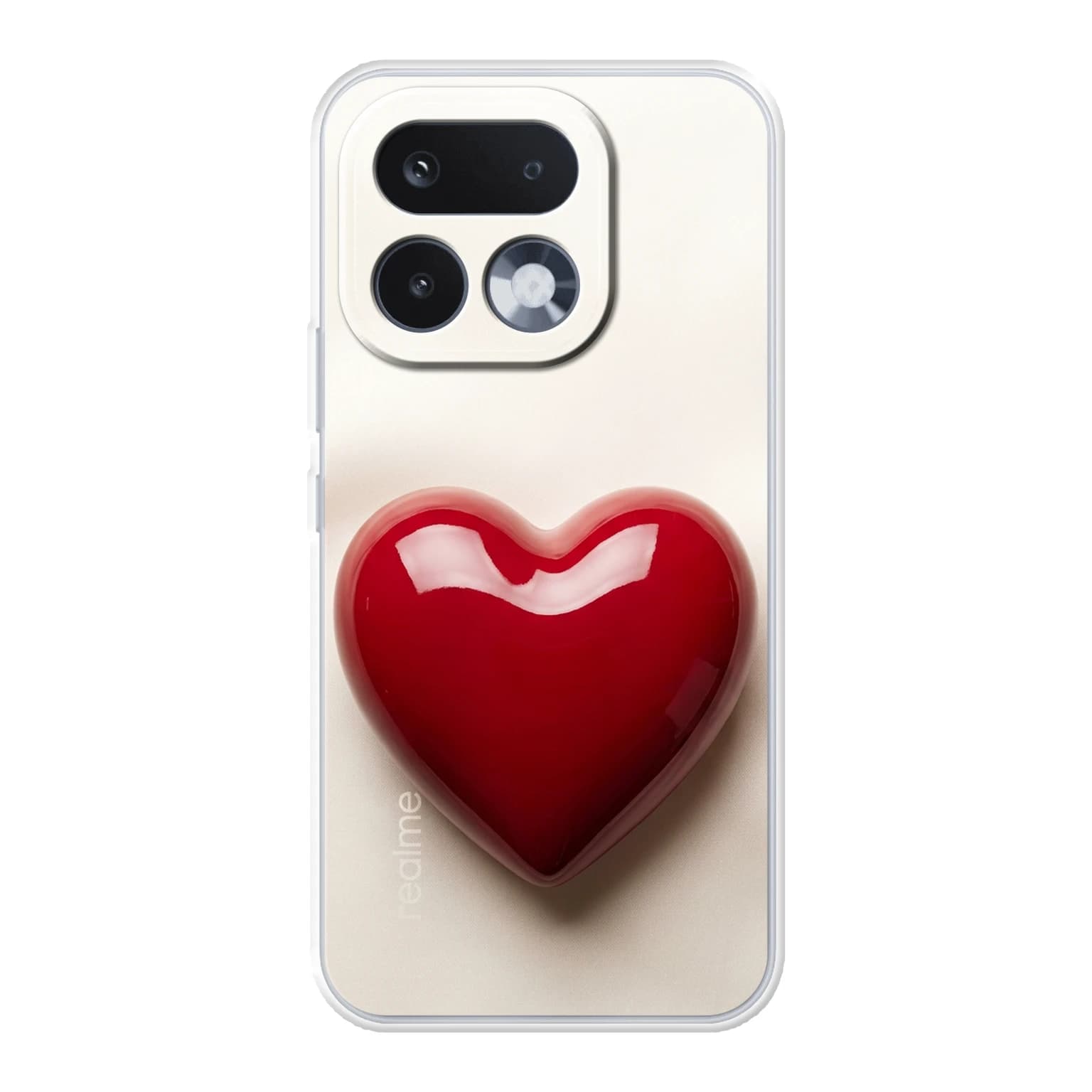 Transparent mjukt skal med namn för realme 16 Pro - Motiv: Red Patent Heart Design (tryckt design)