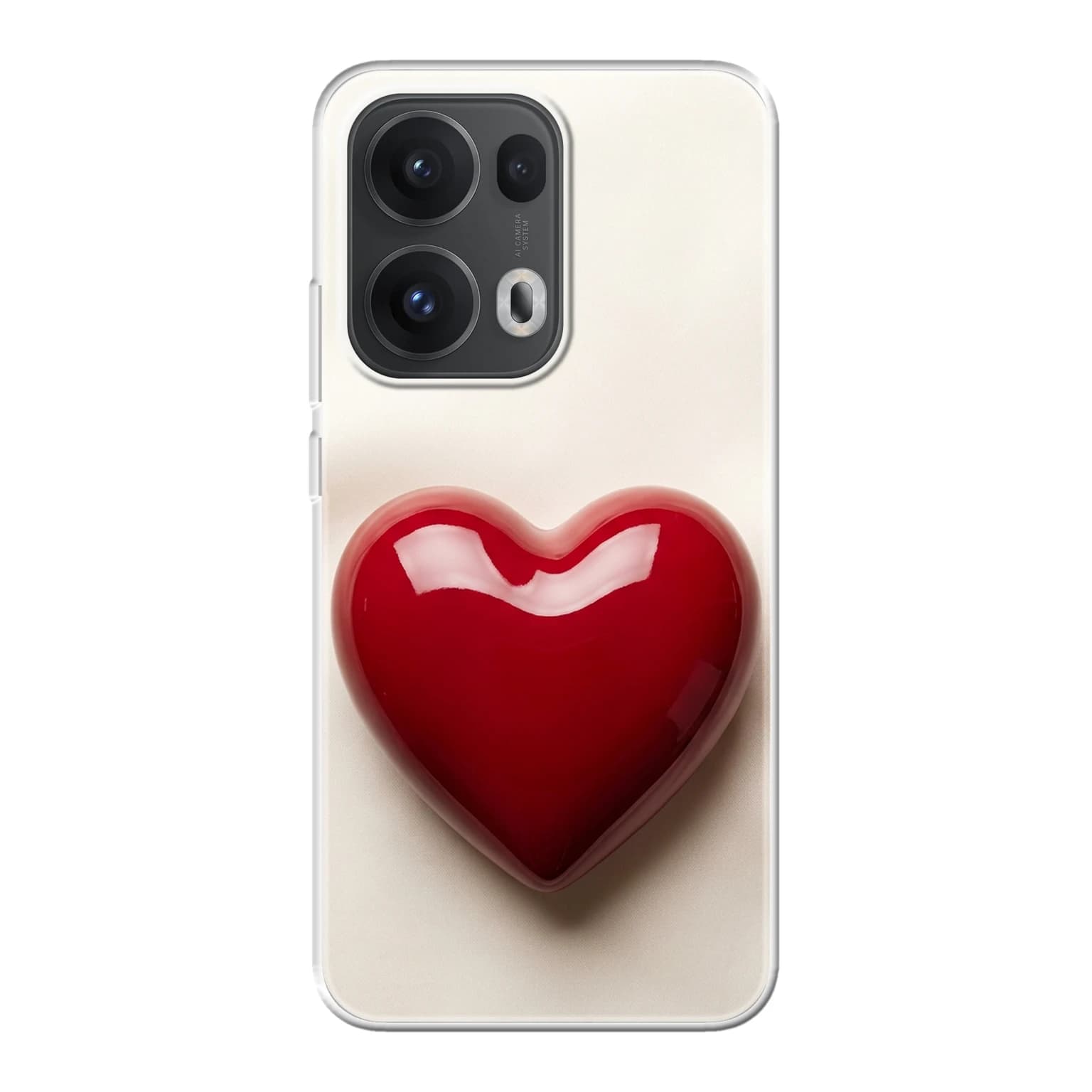 Transparent mjukt skal med namn för Oppo RENO13 Pro - Motiv: Red Patent Heart Design (tryckt design)
