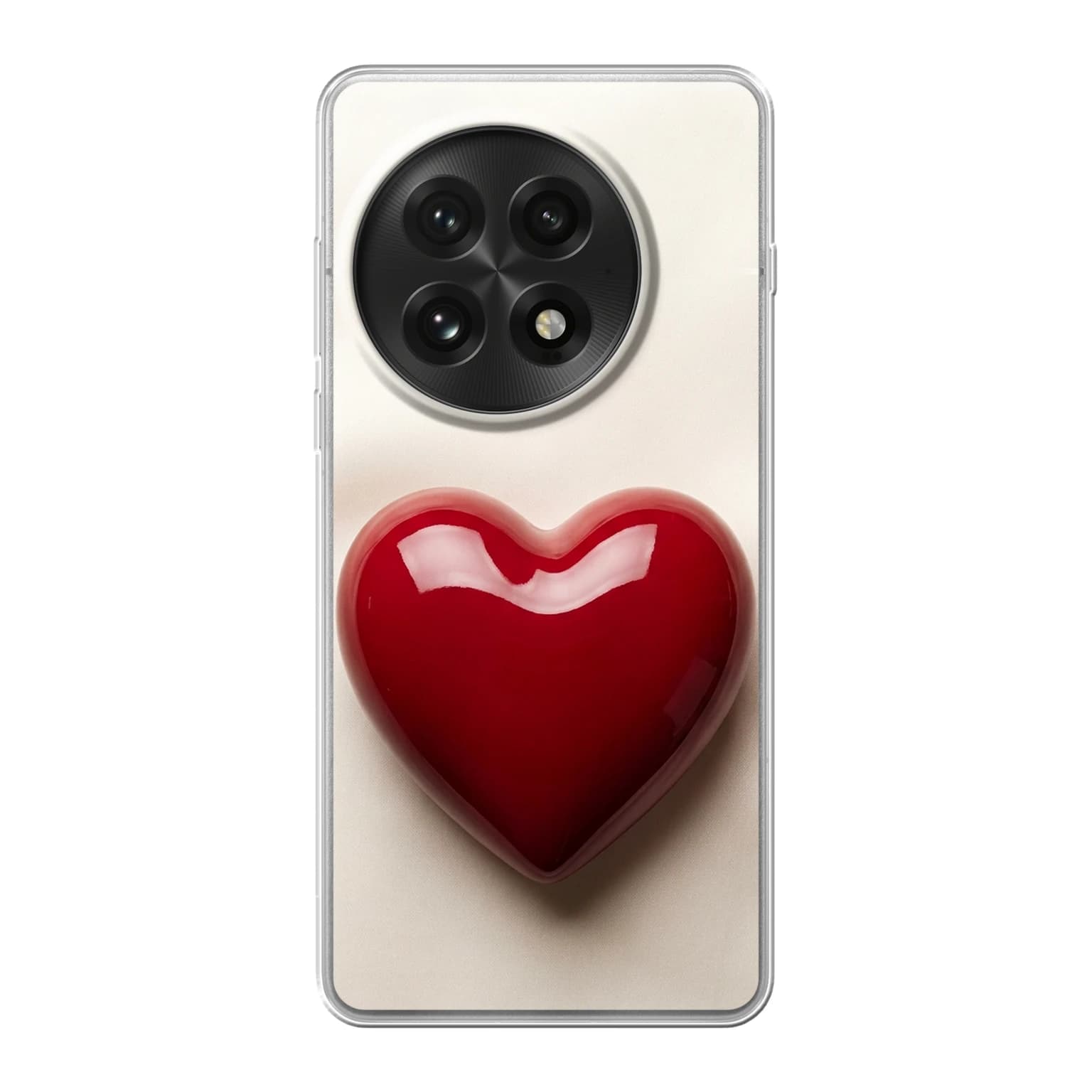 Transparent mjukt skal med namn för OnePlus 13 - Motiv: Red Patent Heart Design (tryckt design)
