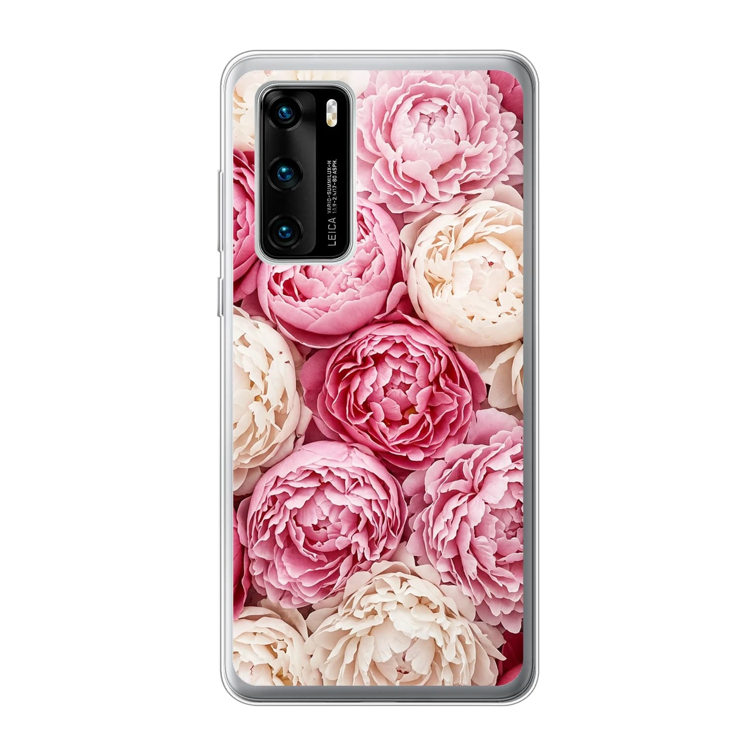 Transparent mjukt skal med namn för Huawei P40 - Motiv: Peony Design (tryckt design)