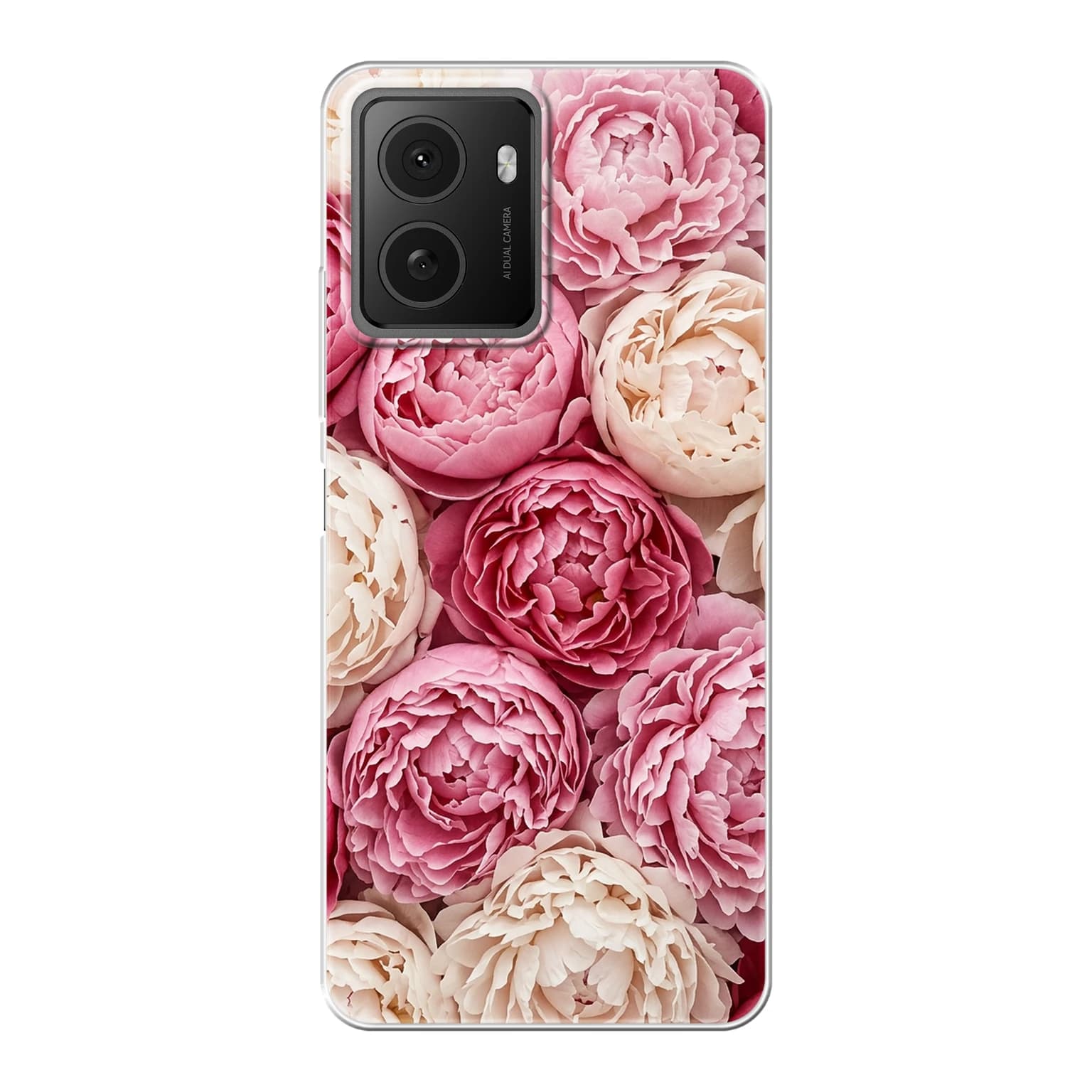 Transparent mjukt skal med namn för HMD Pulse Pro - Motiv: Peony Design (tryckt design)
