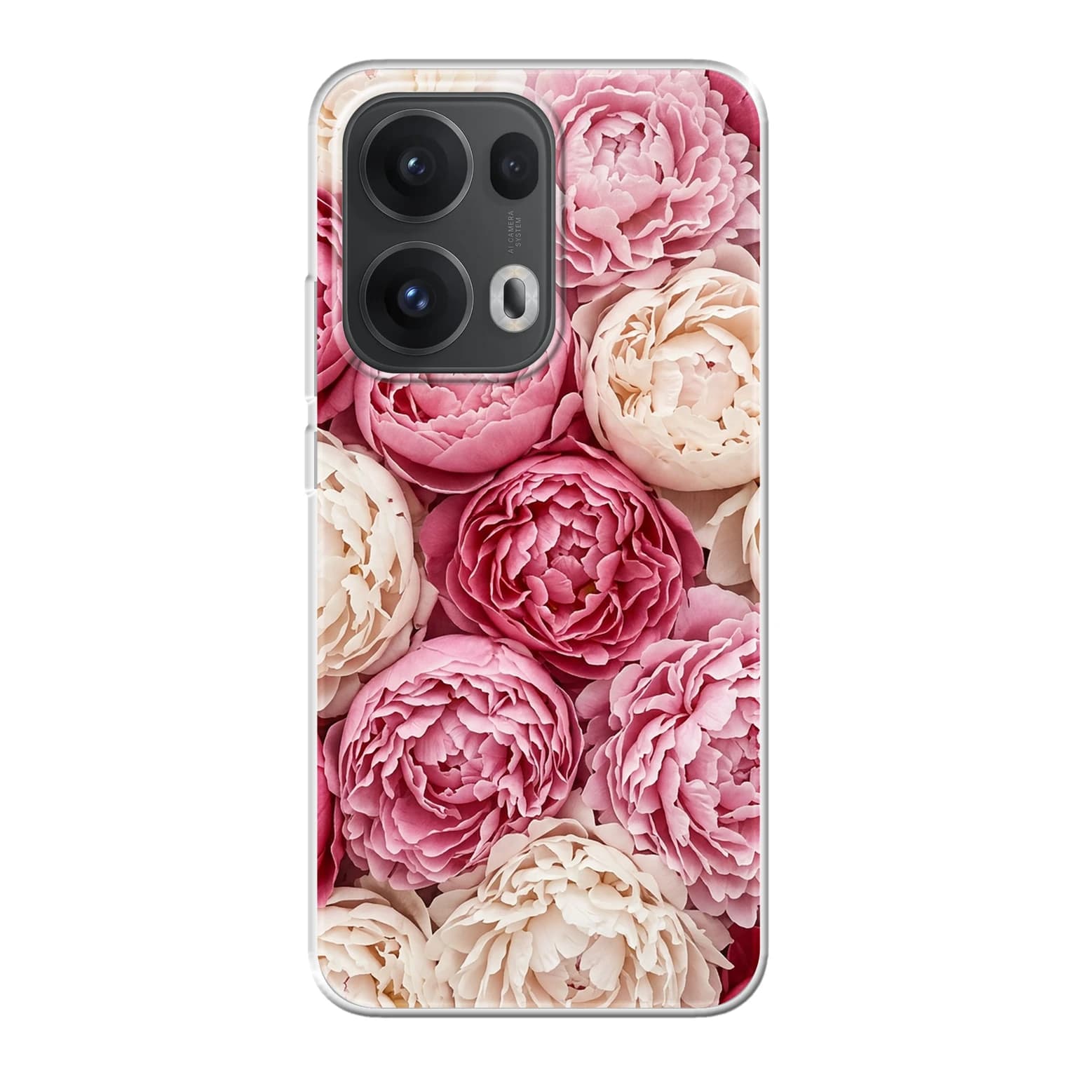 Transparent mjukt skal med namn för Oppo RENO13 Pro - Motiv: Peony Design (tryckt design)