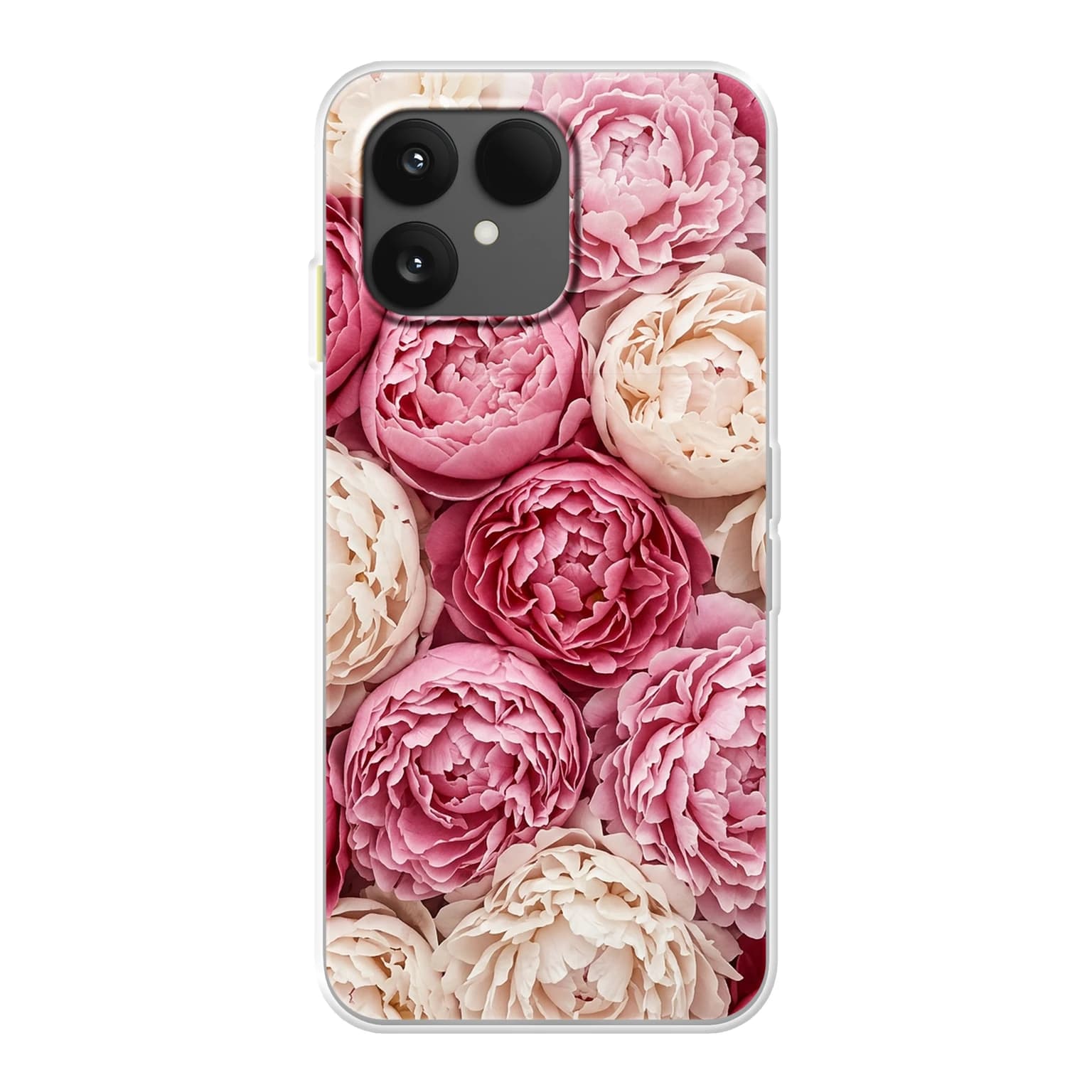 Transparent mjukt skal med namn för Fairphone 6 - Motiv: Peony Design (tryckt design)