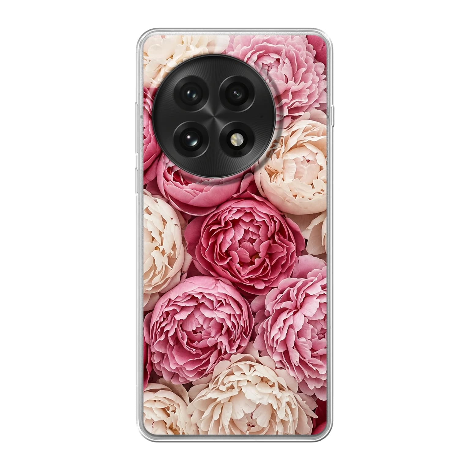 Transparent mjukt skal med namn för OnePlus 13 - Motiv: Peony Design (tryckt design)