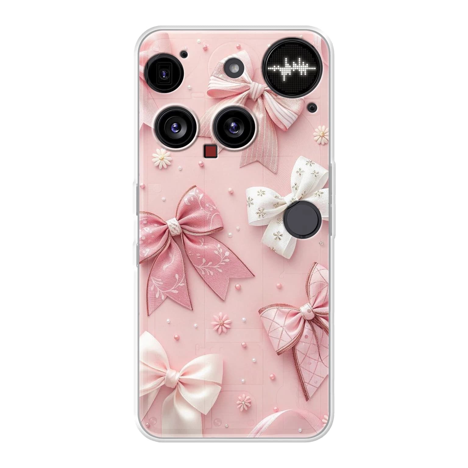 Transparent mjukt skal med namn för Nothing Phone (3) - Motiv: Blushing Bows Pearl Design (tryckt design)
