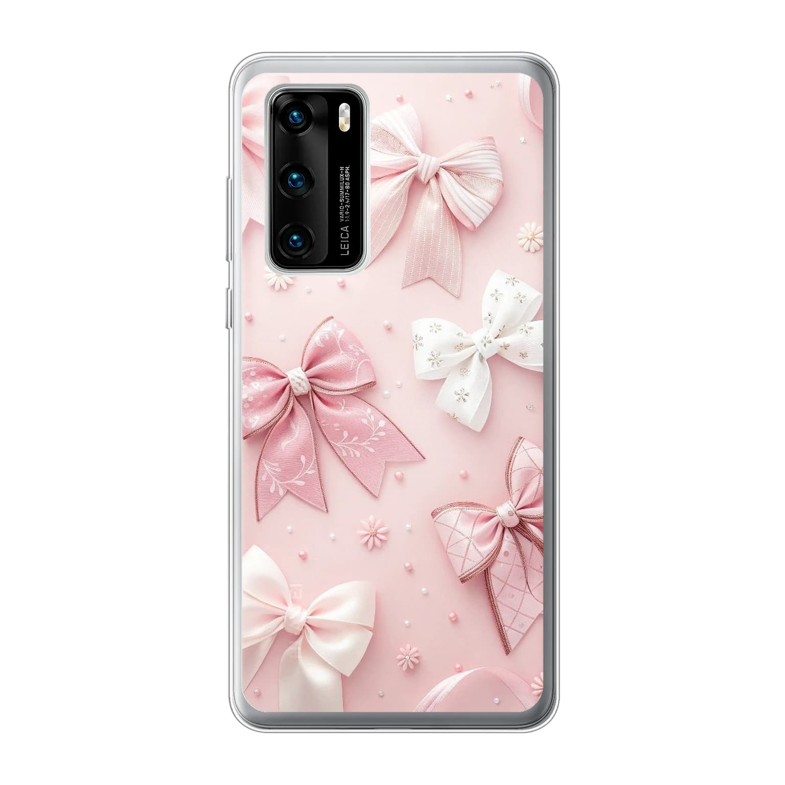 Transparent mjukt skal med namn för Huawei P40 - Motiv: Blushing Bows Pearl Design (tryckt design)