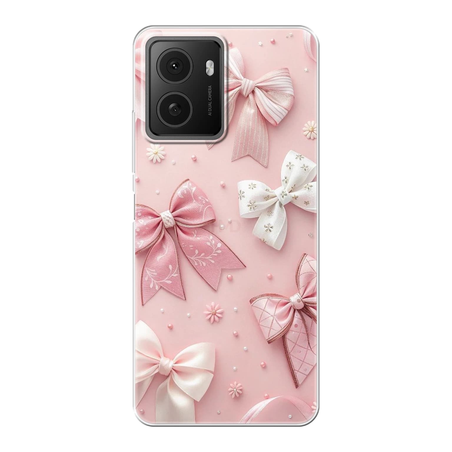 Transparent mjukt skal med namn för HMD Pulse Pro - Motiv: Blushing Bows Pearl Design (tryckt design)