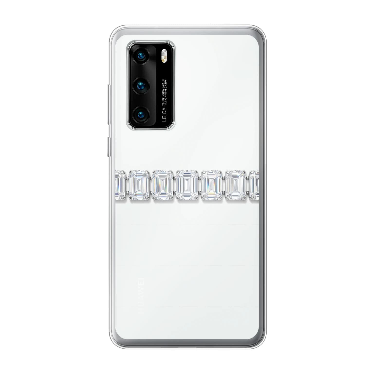 Transparent mjukt skal med namn för Huawei P40 - Motiv: Emerald-Cut Crystal Link Design (tryckt design)