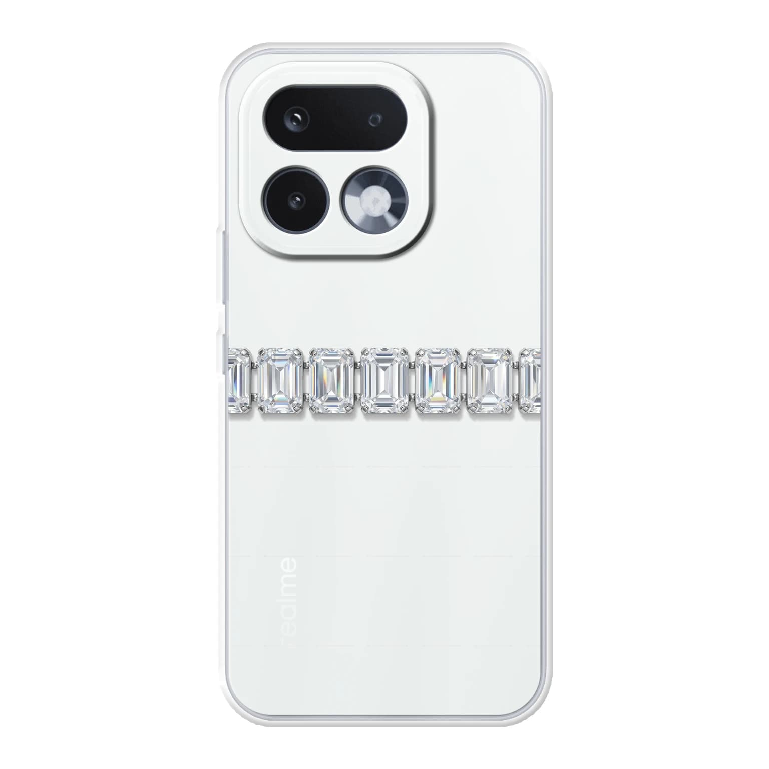 Transparent mjukt skal med namn för realme 16 Pro - Motiv: Emerald-Cut Crystal Link Design (tryckt design)