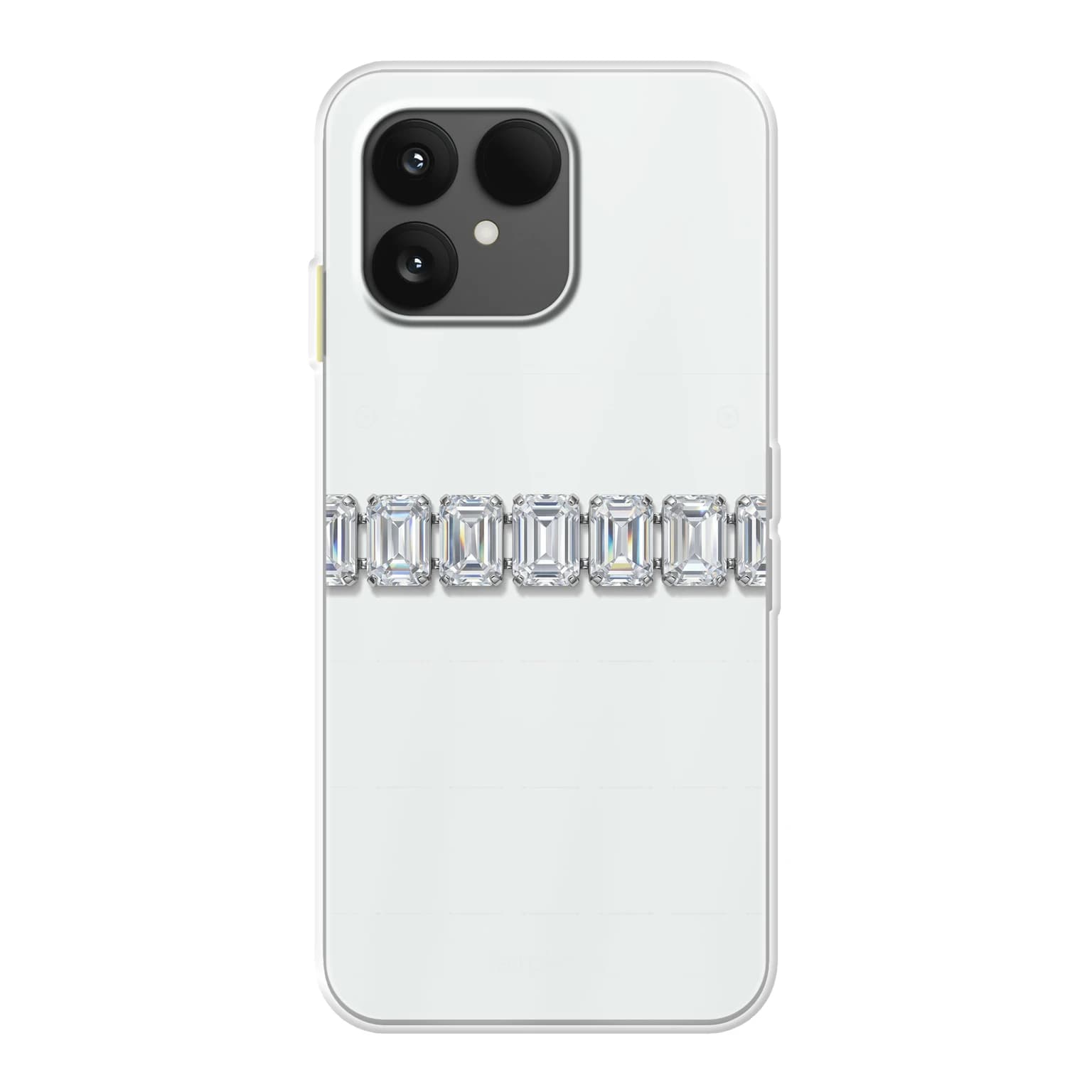 Transparent mjukt skal med namn för Fairphone 6 - Motiv: Emerald-Cut Crystal Link Design (tryckt design)