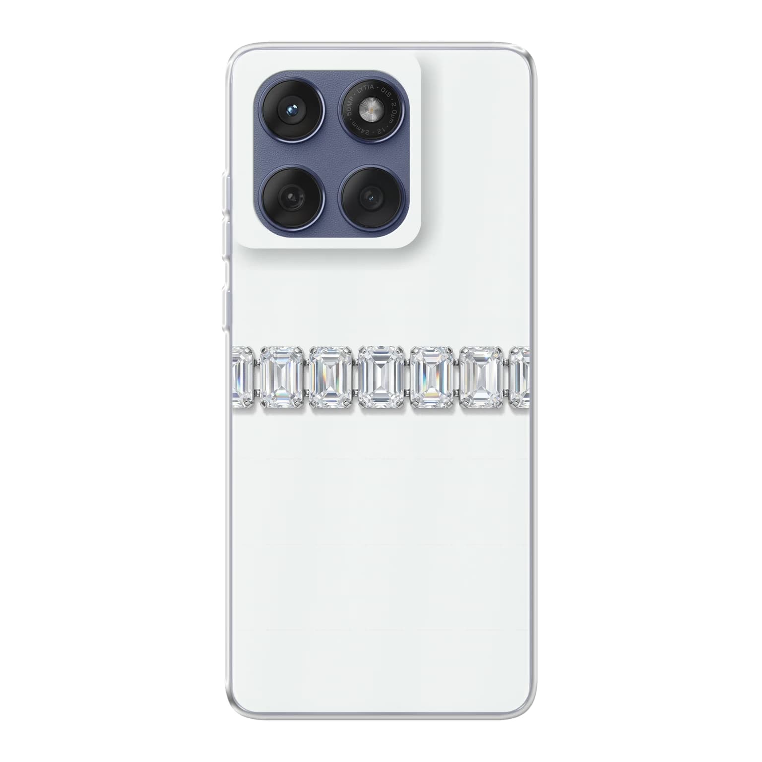Transparent mjukt skal med namn för Motorola Edge 60 - Motiv: Emerald-Cut Crystal Link Design (tryckt design)