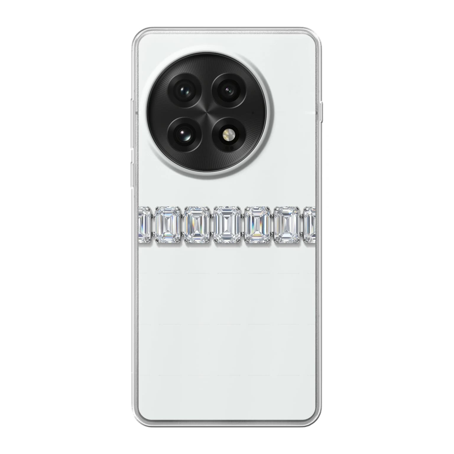 Transparent mjukt skal med namn för OnePlus 13 - Motiv: Emerald-Cut Crystal Link Design (tryckt design)