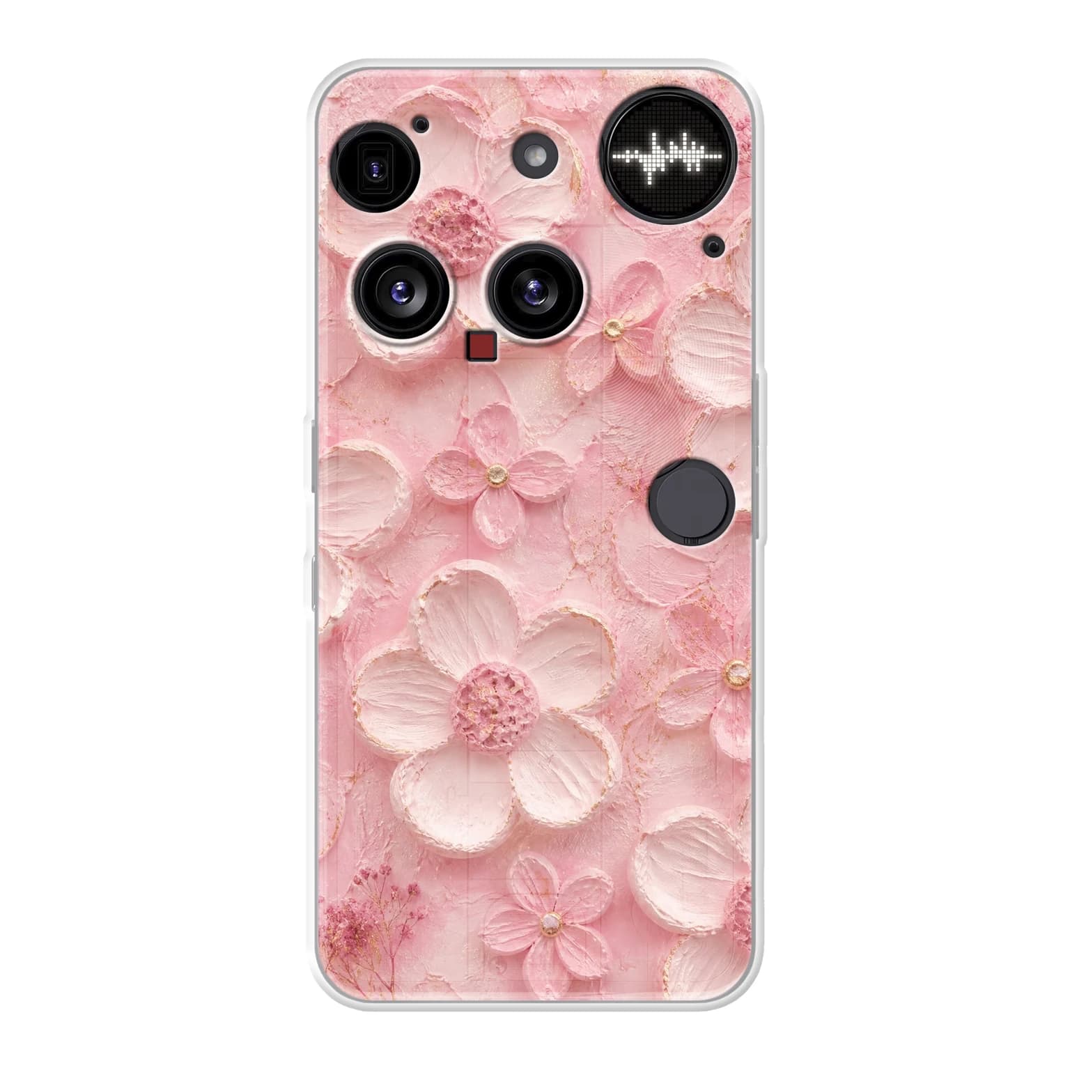 Transparent mjukt skal med namn för Nothing Phone (3) - Motiv: Blushing Petal Emboss Design (tryckt design)