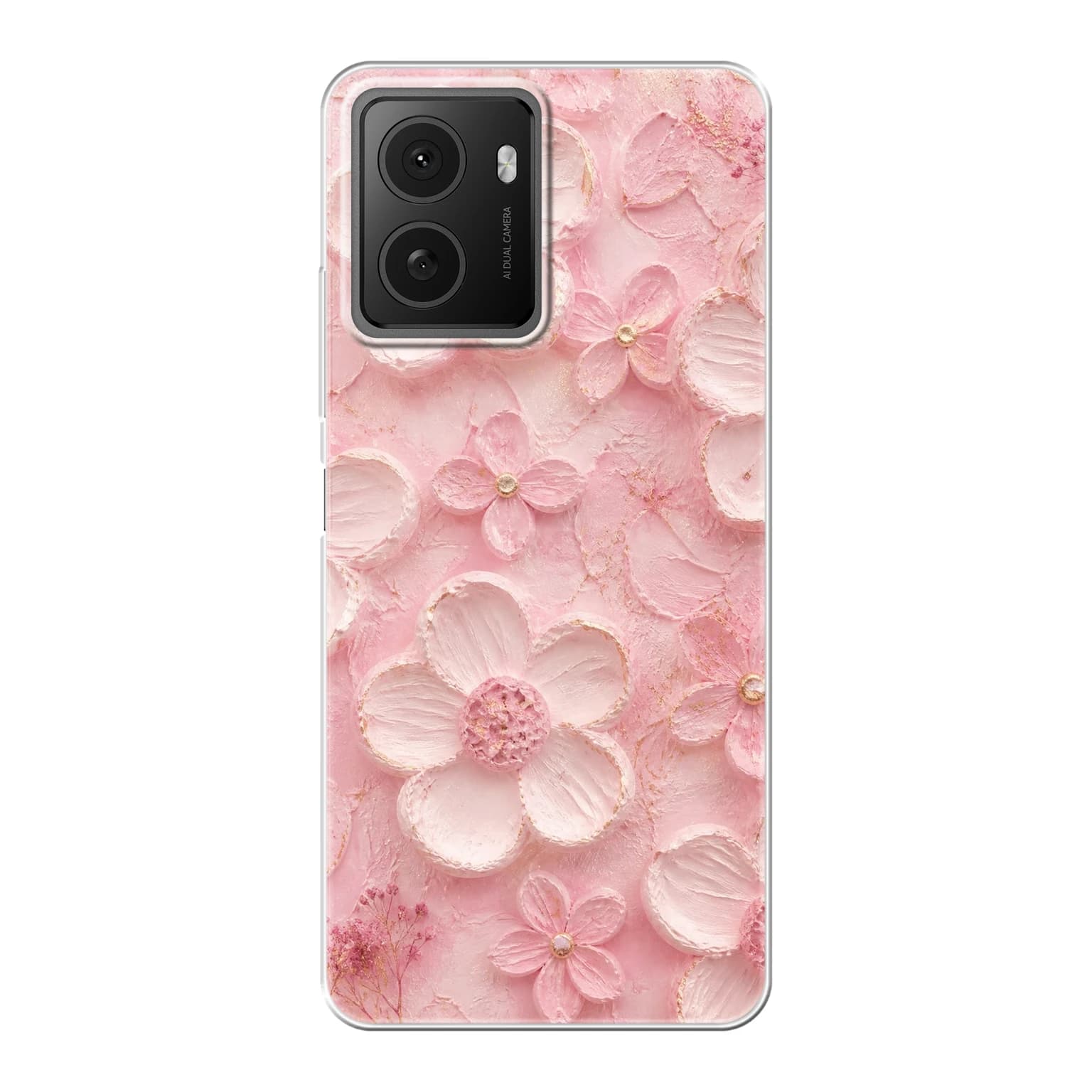Transparent mjukt skal med namn för HMD Pulse Pro - Motiv: Blushing Petal Emboss Design (tryckt design)