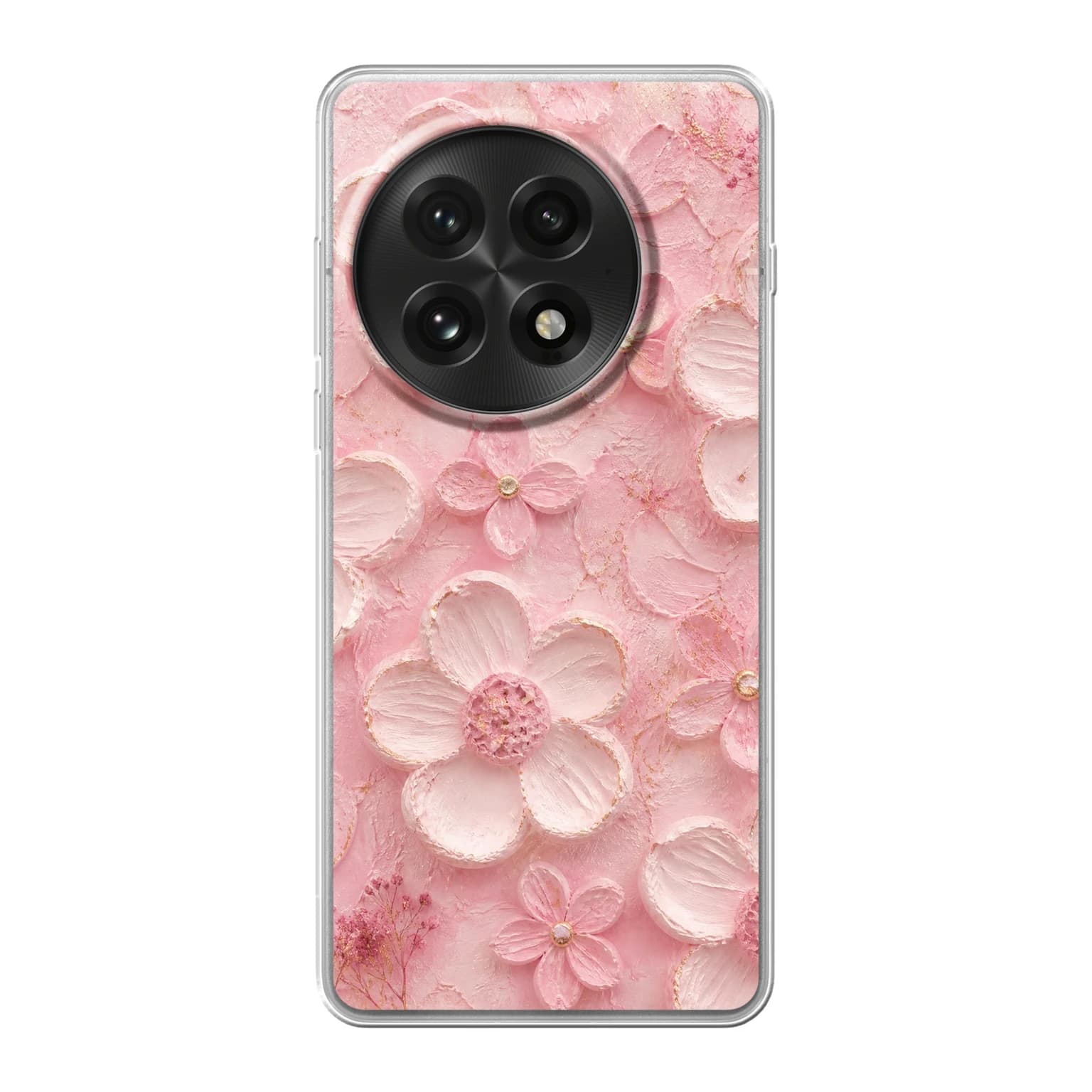 Transparent mjukt skal med namn för OnePlus 13 - Motiv: Blushing Petal Emboss Design (tryckt design)