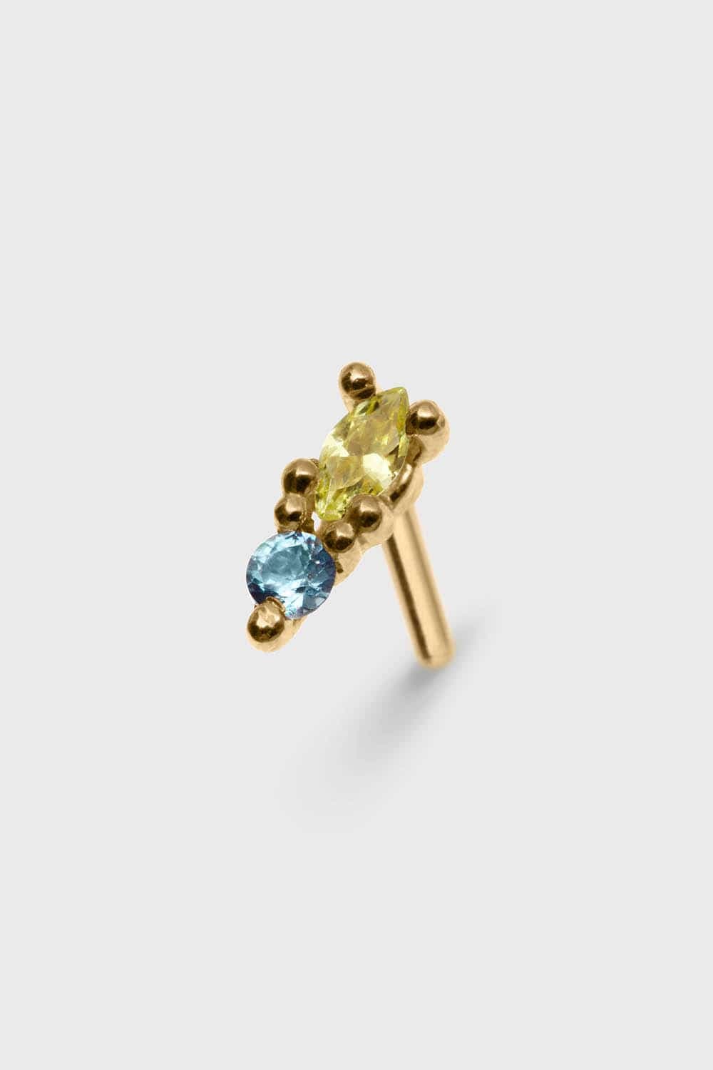 Drifter 13 – Solid Gold Statement Stud, Honey & Sky