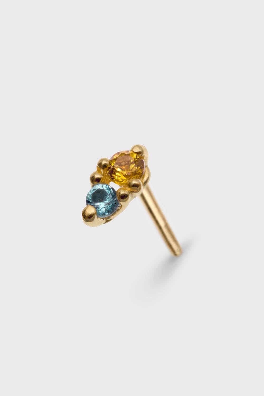 Drifter 16 – Solid Gold Statement Stud, Amber & Turquoise
