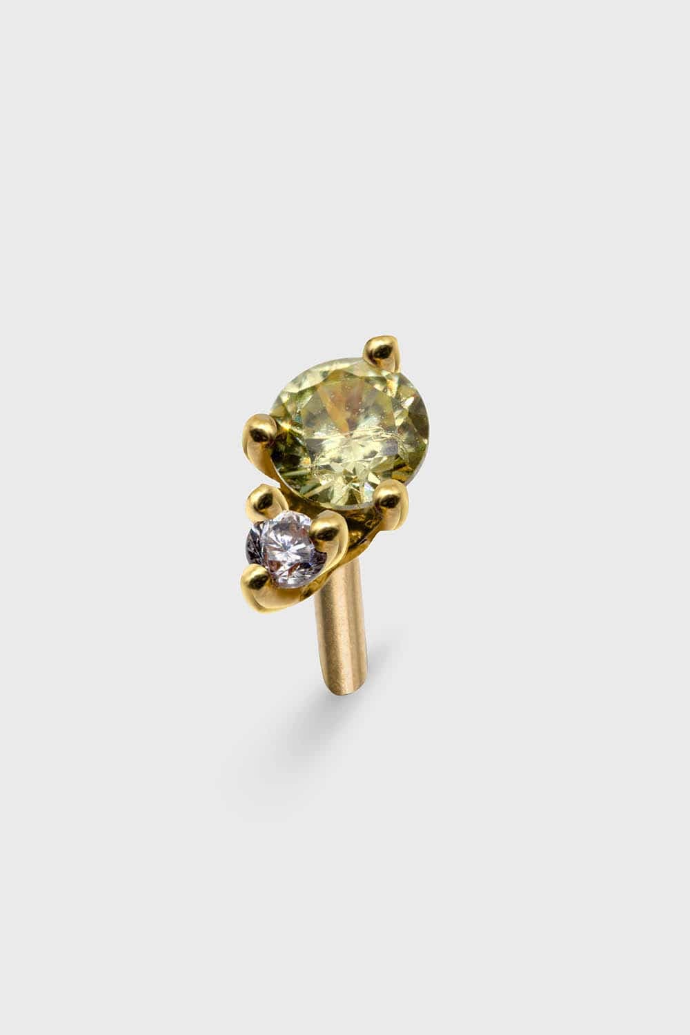 Drifter 9 – Solid Gold Statement Stud, Green & Clear