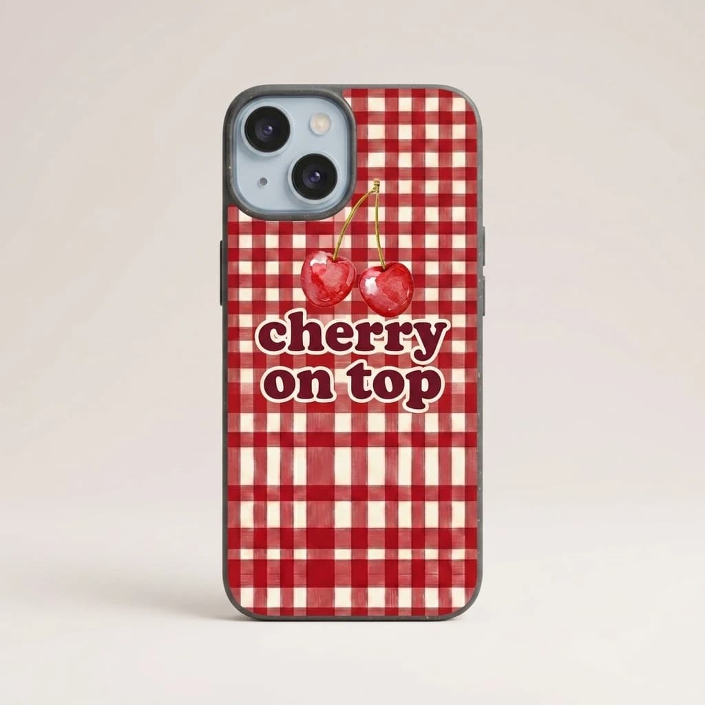 Cherry on top gingham bio case | Paperla