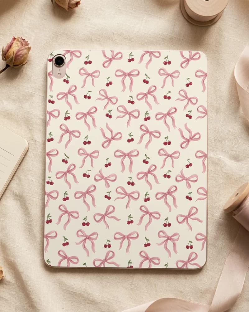 Bow & cherry toss iPad case