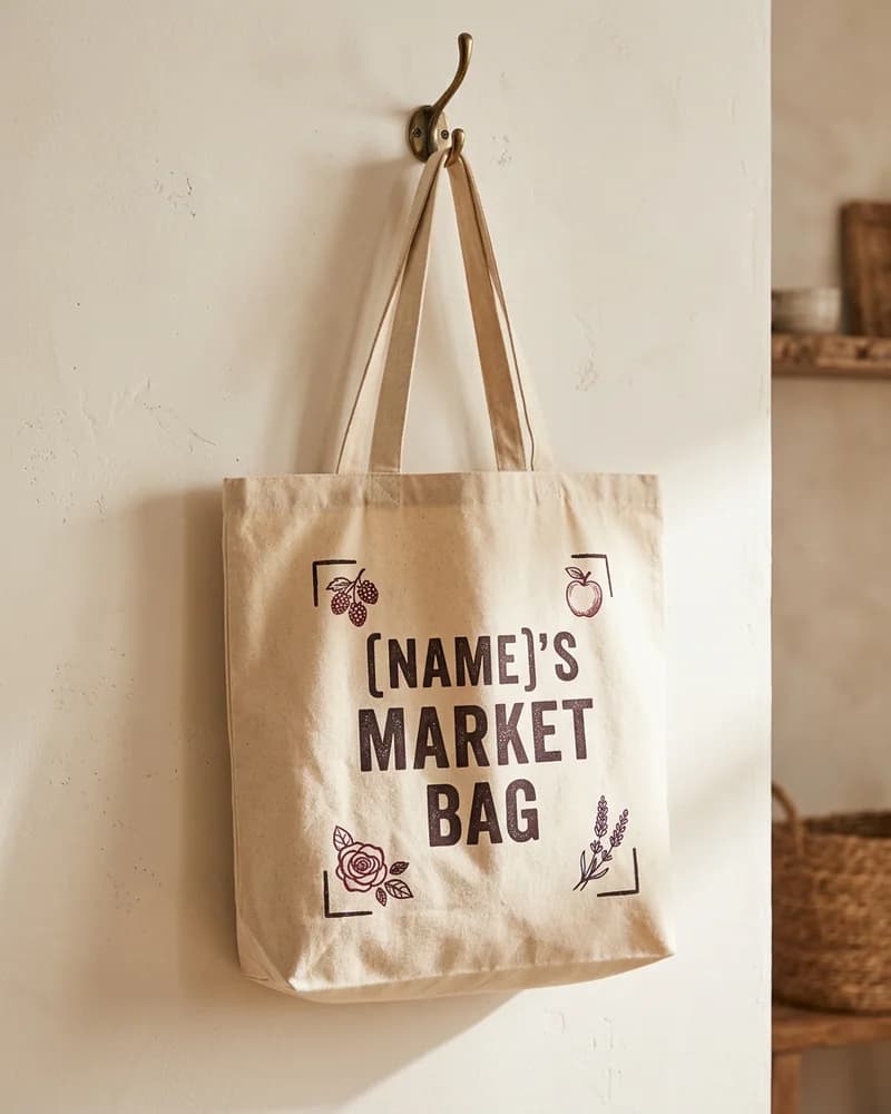 Personalized Name Market Canvas Tote