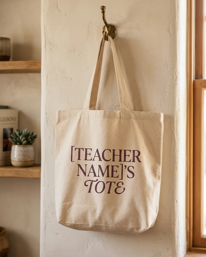 Personalized Teacher Name Canvas Tote