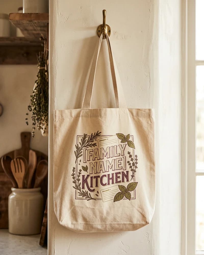 Personalized Family Kitchen Canvas Tote