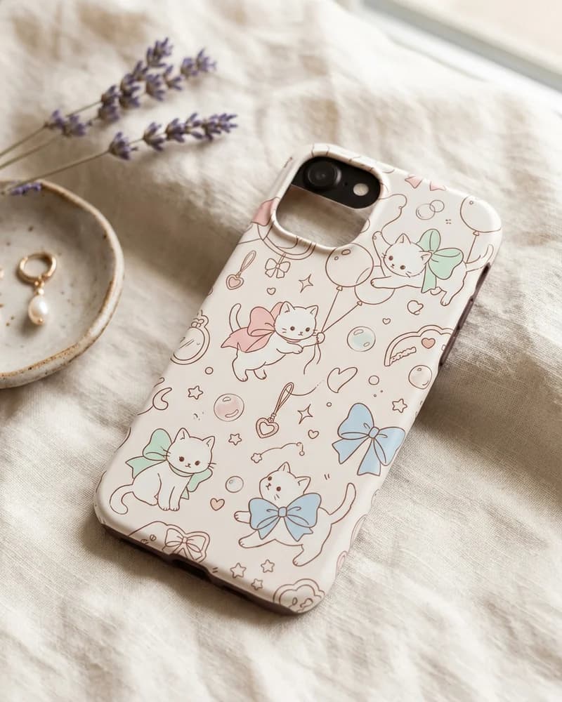 Kitten bow balloons case