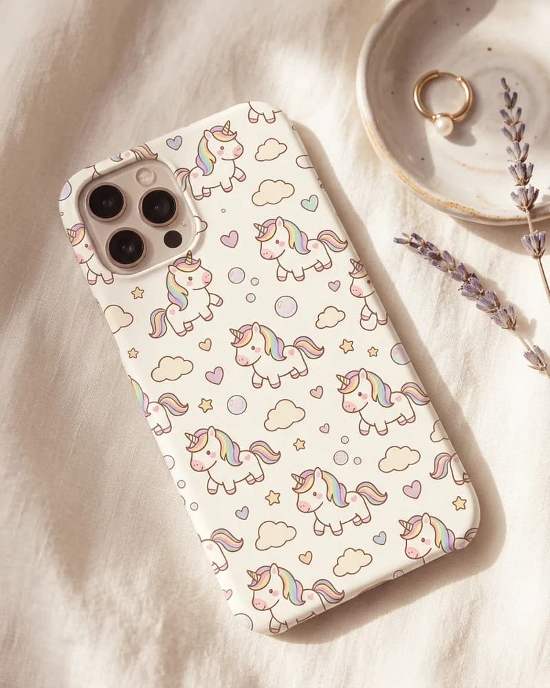 Tiny unicorn sticker clouds case