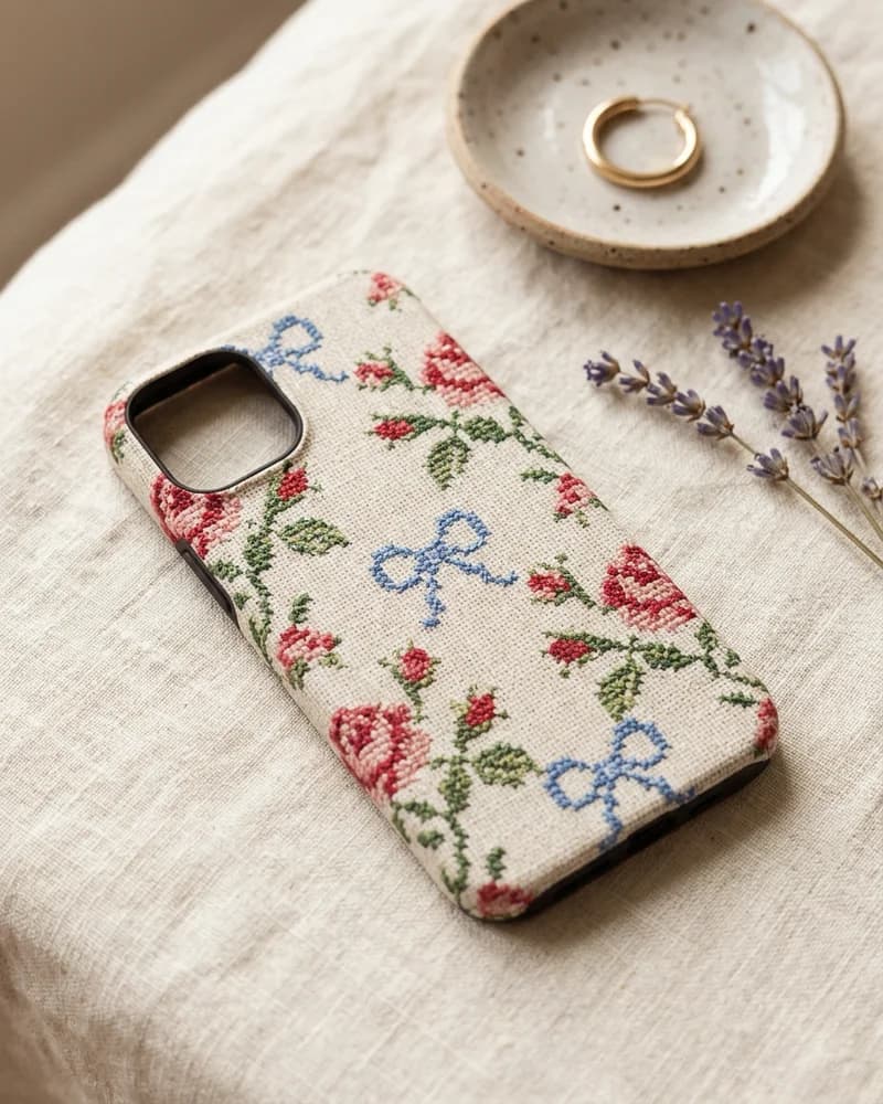 Embroidered sampler case