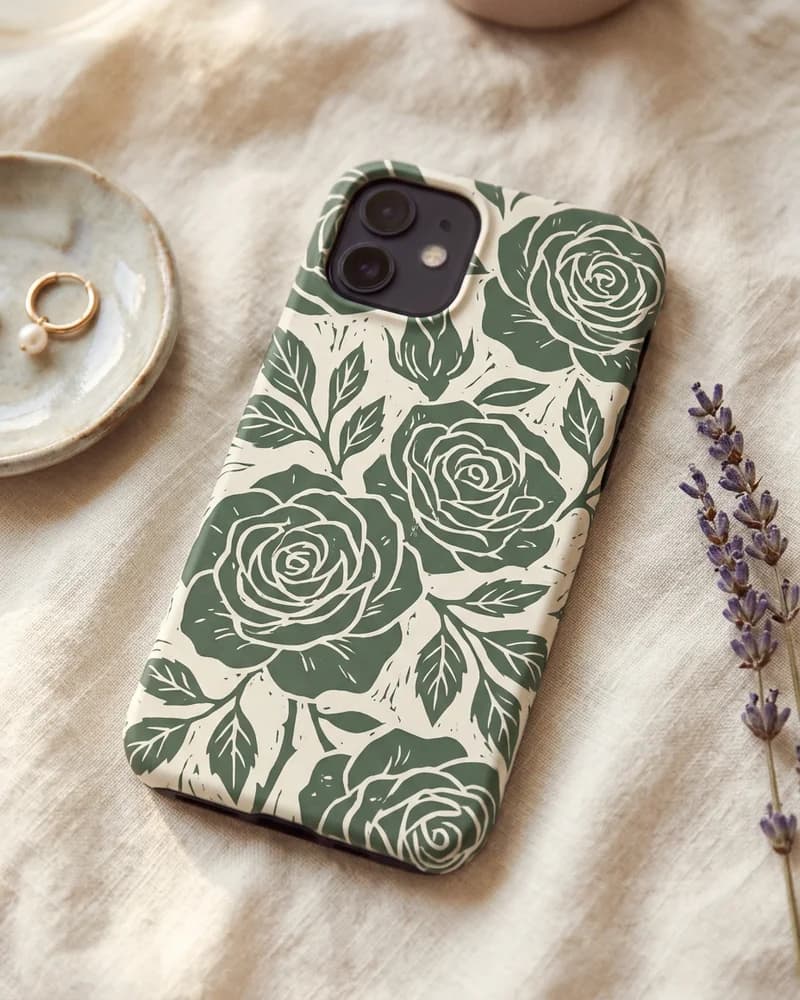 Linocut floral case