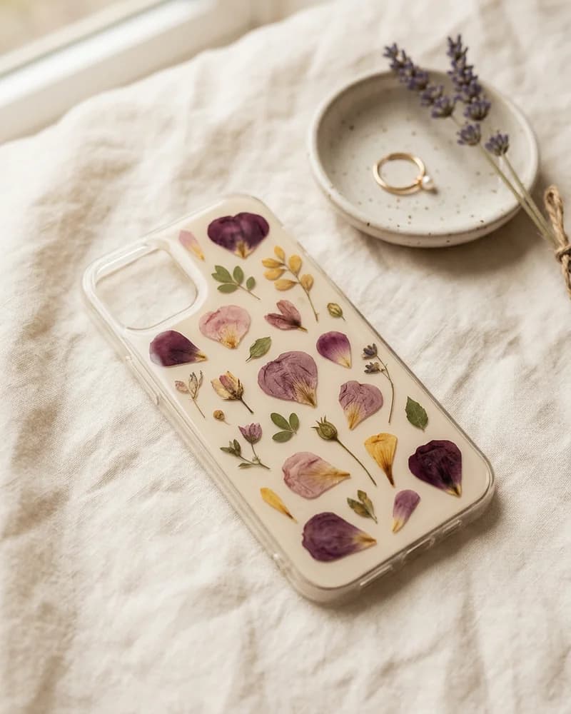 Pressed petal resin case
