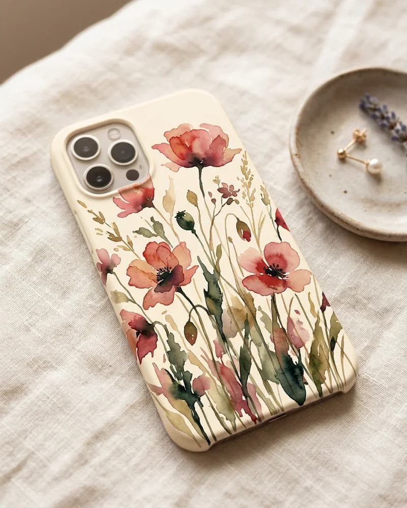 Watercolour poppy case