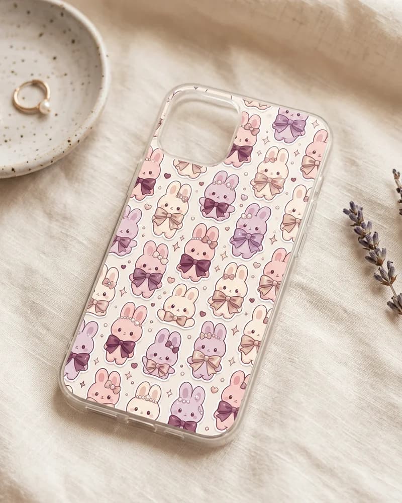 K-pop bow bunny case