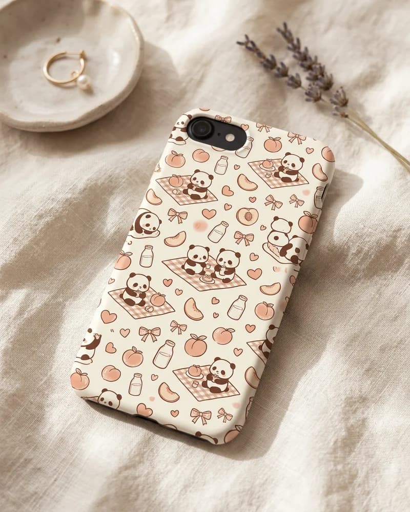 Peach panda picnic case