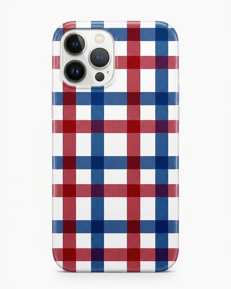 Red blue check case