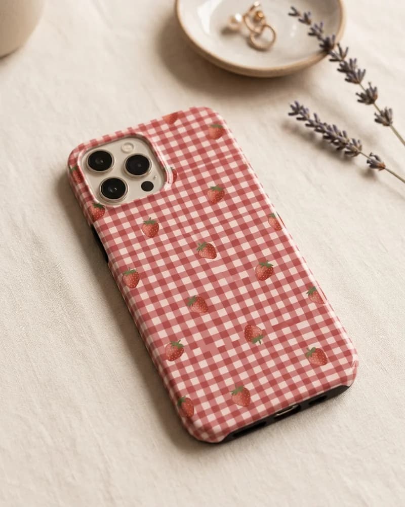 Strawberry gingham case