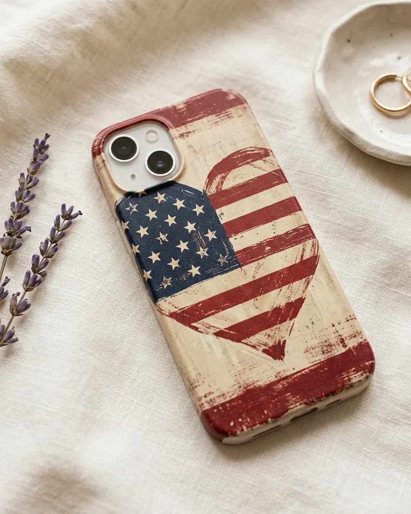 USA 250 Vintage Flag Heart Phone Case Flexi case (iPhone)