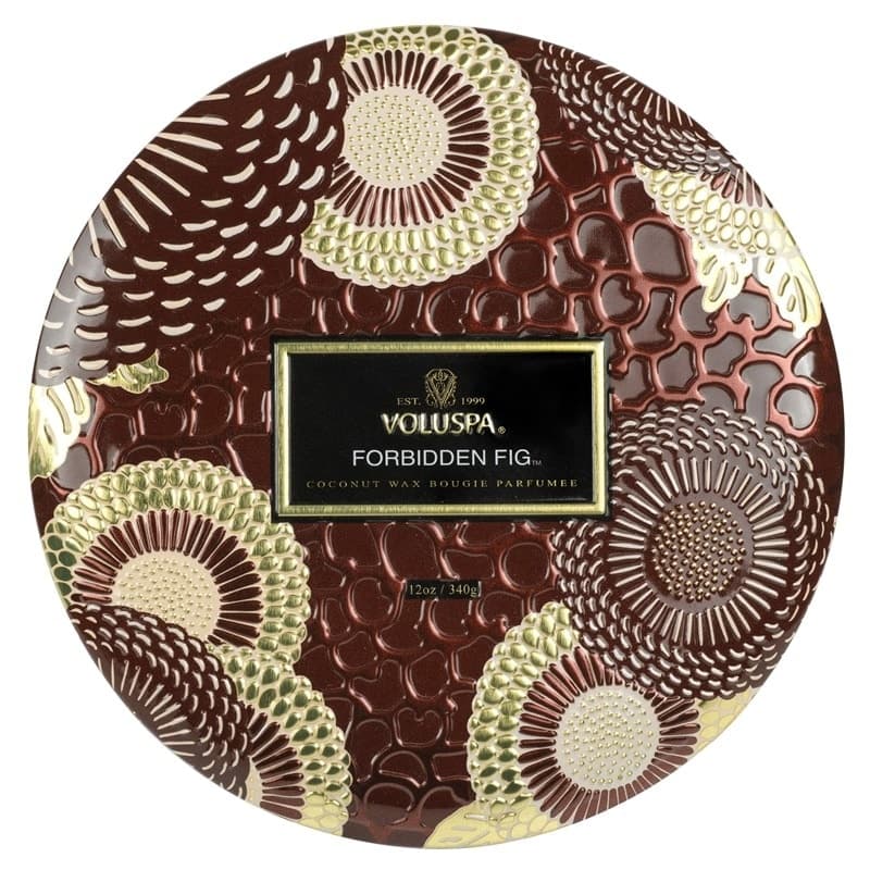 Voluspa 3-Wick Candle Decorative Tin Forbidden Fig 340g