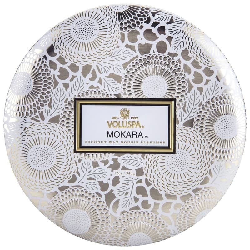 Voluspa 3-Wick Candle Decorative Tin Mokara 340g
