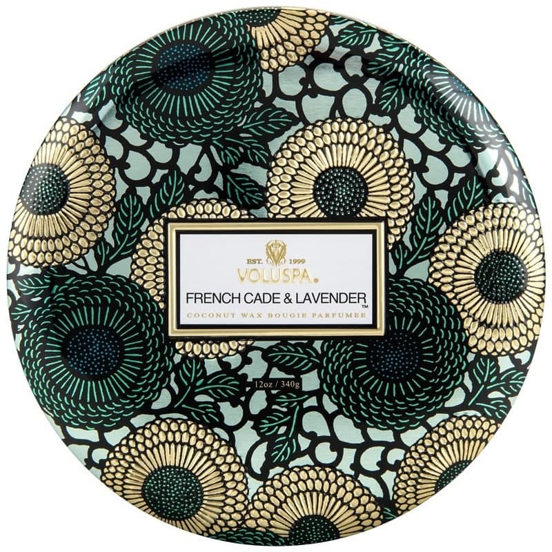 Voluspa 3-Wick Candle Decorative Tin French Cade & Lavender 340g