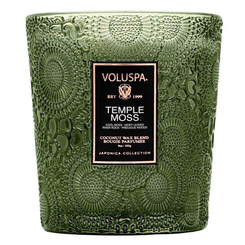 Voluspa Boxed Textured Glass Candle Temple Moss 184g