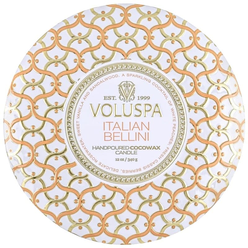 Voluspa 3-Wick Candle Decorative Tin Italian Bellini 340g