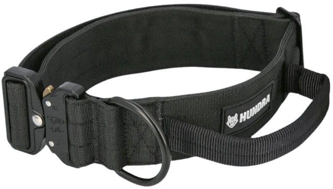 Hundra Tactical Dog Collar with Handle Black M